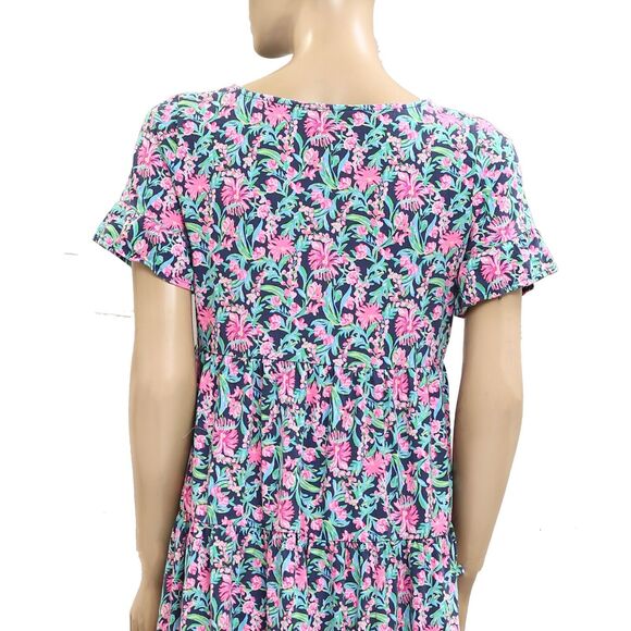 Lilly Pulitzer Jodee Short Sleeve Swing Mini Dress Cotton Print Ruffle M 279256 - Picture 7 of 9